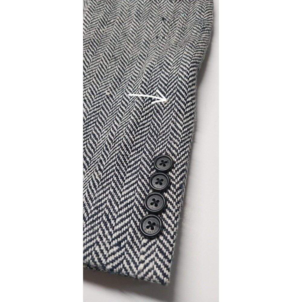 RALPH LAUREN Blazer Black Cream Herringbone Size 8 Silk Linen Blend Academia GUC - Picture 13 of 16